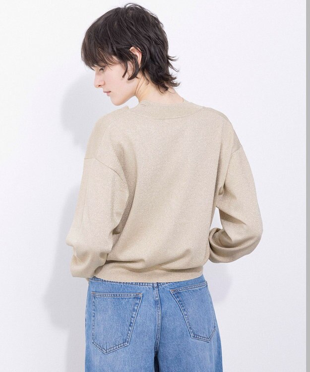 NAVE 【Nave・洗える】ラメニット カーディガン ゴールド系