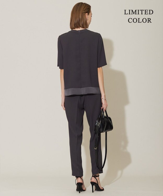 ICB L 【新色追加・接触冷感・UVケア・速乾・洗える】FluidBackSatin ドロストパンツ チャコール系［WEB限定］