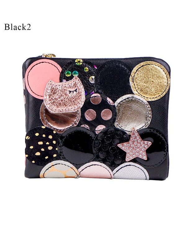 tsumori chisato CARRY 新マルチドット 折り財布 2つ折り ミニ財布【キラキラでかわいい！本革のやわらかな風合い】 ブラックⅡ