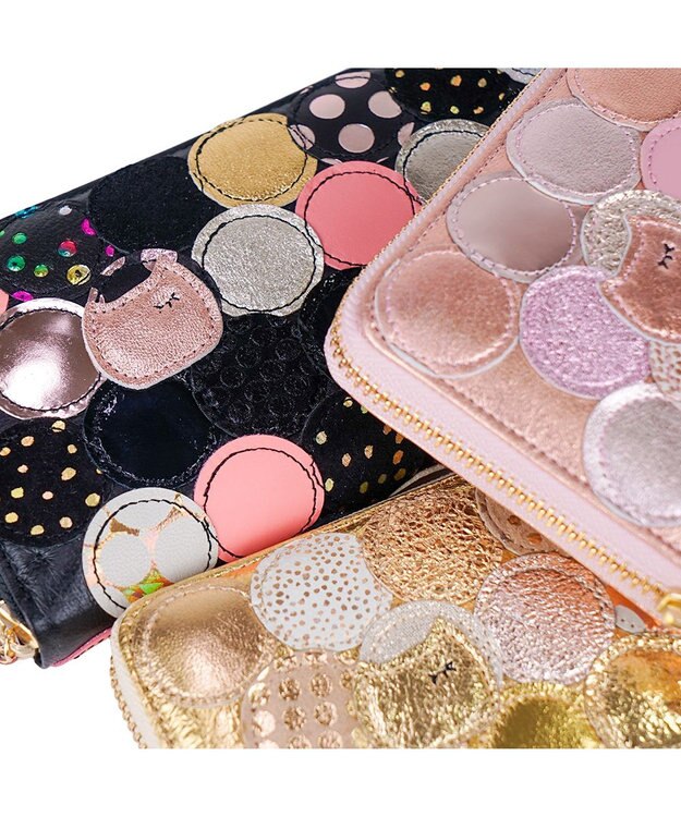 tsumori chisato CARRY 新マルチドット ラウンドファスナー長財布【キラキラでかわいい！本革のやわらかな風合い】 ブラックⅡ