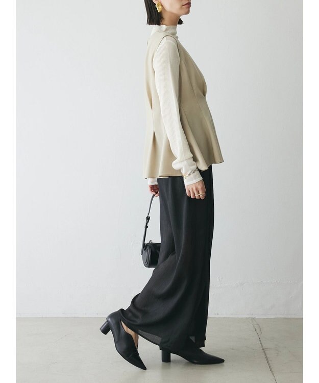 Green Parks AnriettMusee ラメ切替スリーブリブシアーニット Off White