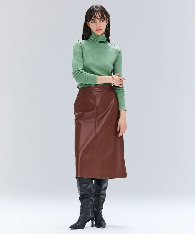 BEIGE， 【洗える・GISELe 10月号掲載】FORD / ウール配色メローハイネックカットソー Sage