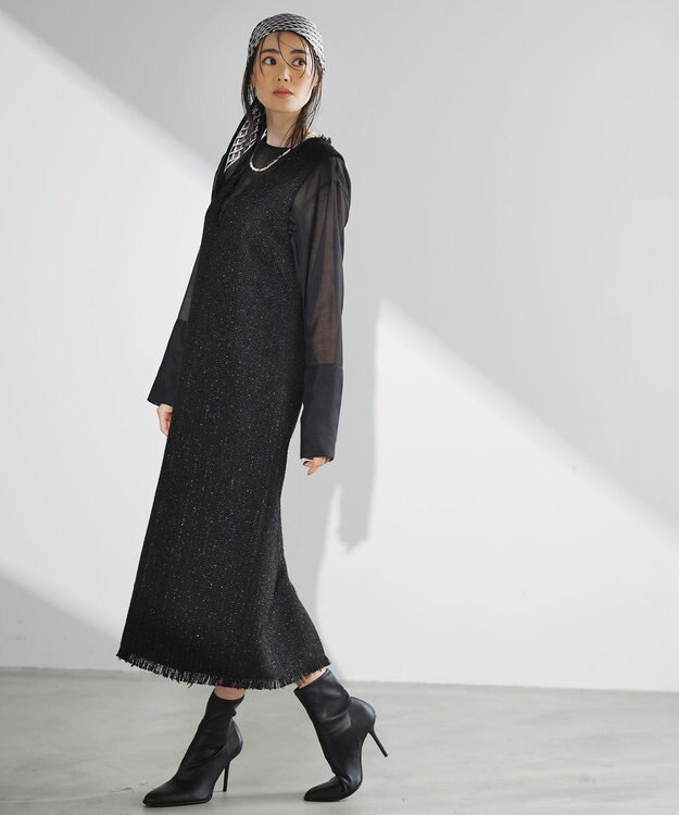 ICB 【CLASSY.1月号掲載】スパングルツイード ジャンパースカート ブラック系