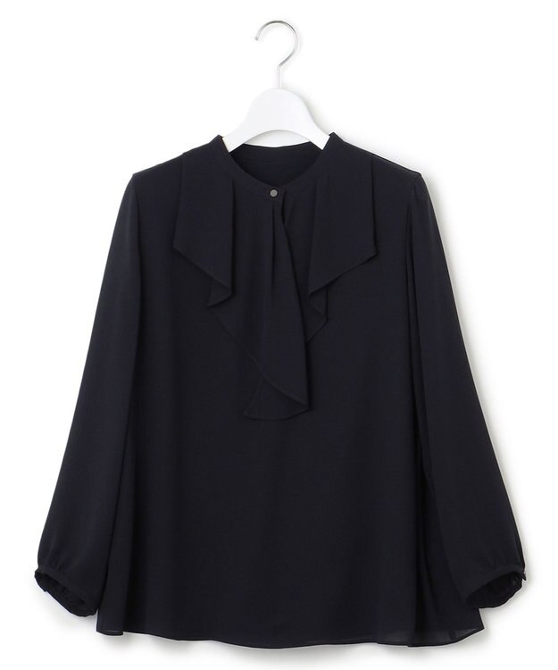 23区 【洗える】ジョーゼットフリル  カットソー ネイビー系