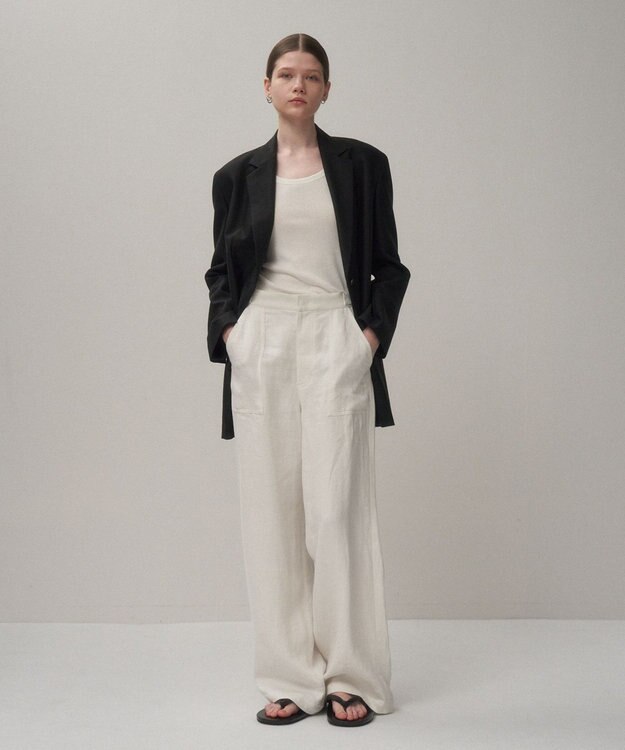 ATON LINEN TWILL | ベイカーパンツ WHITE