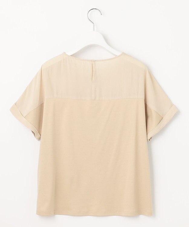 自由区 【セットアップ可/洗える】ブライトサテンライト ジャージーコンビ カットソー ベージュ系