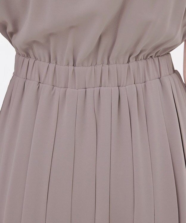 Tiaclasse 【洗える】リボンタイプリーツワンピース グレージュ