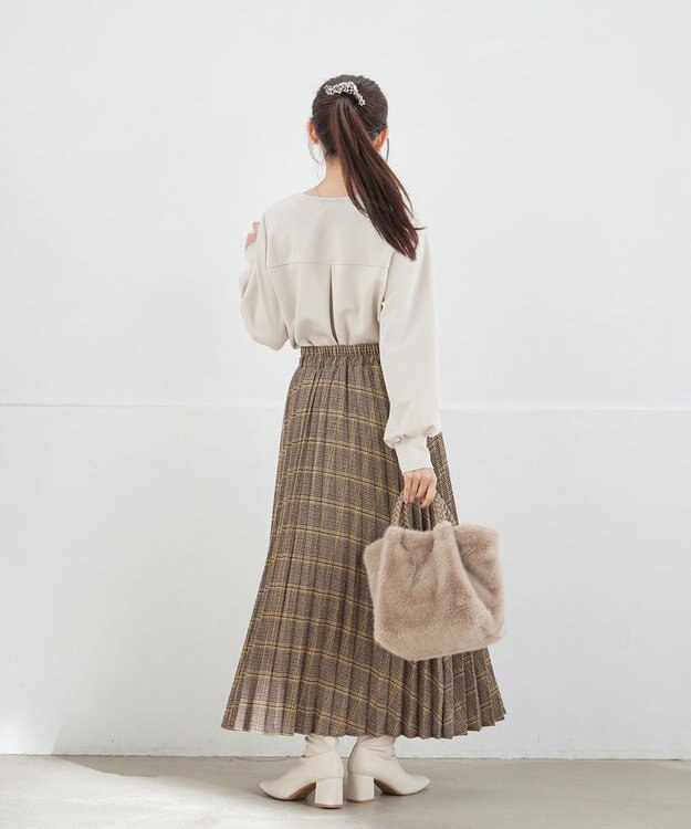 Tiaclasse L 【洗える】ボンディングパフスリーブチュニック エクリュ