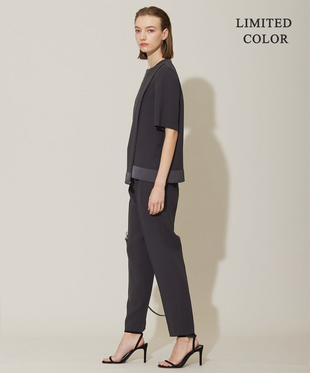 ICB 【新色追加・接触冷感・UVケア・速乾・洗える】FluidBackSatin ドロストパンツ チャコール系［WEB限定］