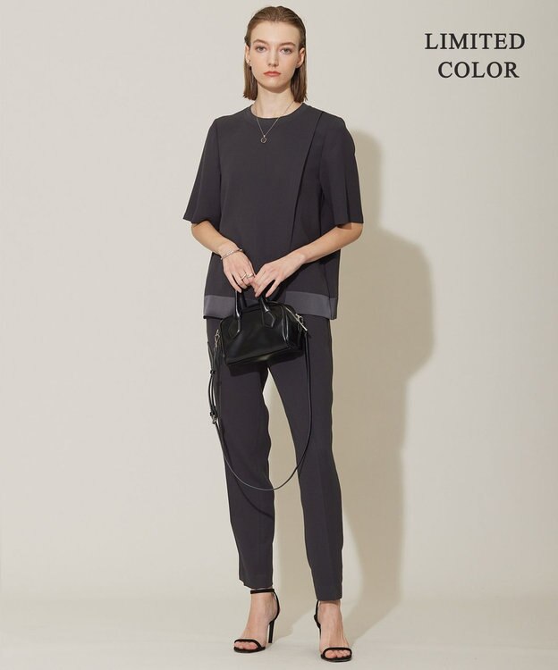 ICB 【新色追加・接触冷感・UVケア・速乾・洗える】FluidBackSatin ドロストパンツ チャコール系［WEB限定］