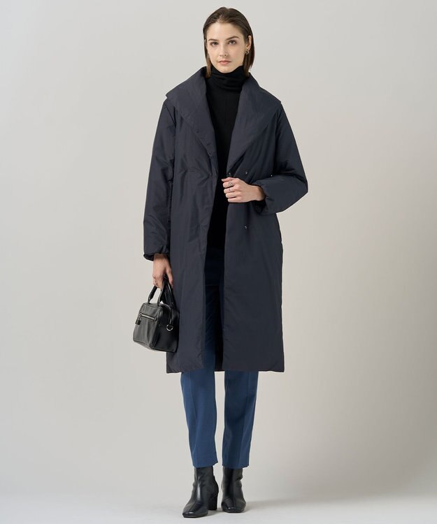 ICB 【撥水加工】ADS ダウン ショールカラーロングコート ネイビー系