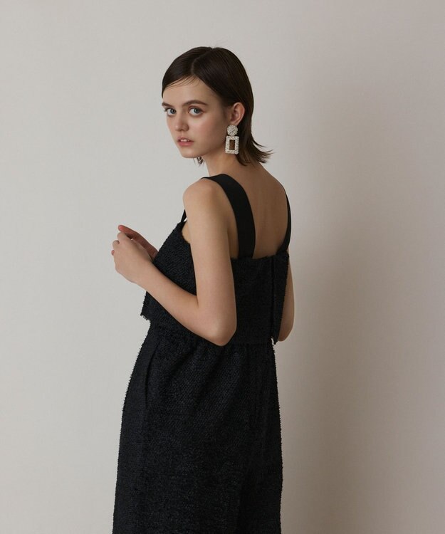 GRACE CONTINENTAL カットジャガードサロペット ブラック