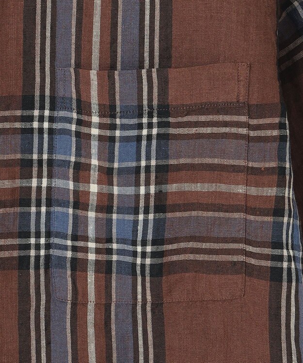 J.PRESS MEN フレンチリネンビッグチェックシャツ ブラウン系3