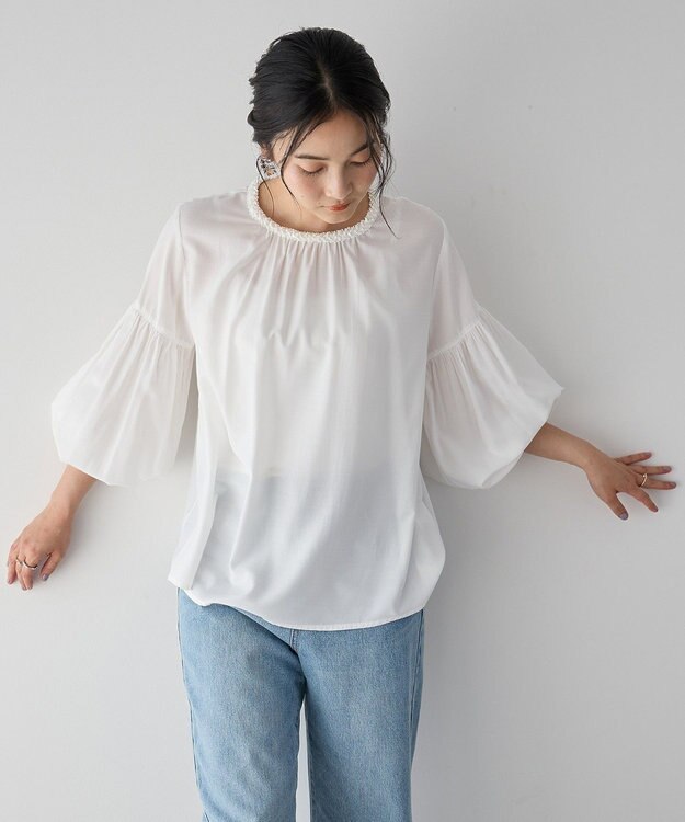 YECCA VECCA ブレードトリミングブラウス White