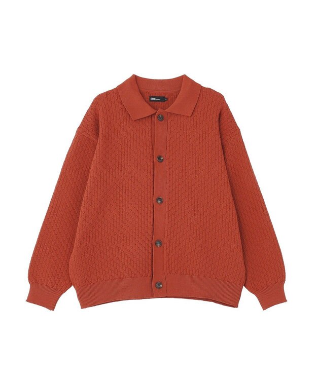 CRAFT STANDARD BOUTIQUE 柄編みニットシャツカーディガン Terracotta