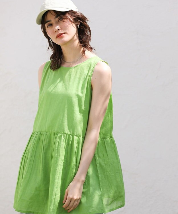 Green Parks Ｉ　ＳＥＴ２点　ギャザーシャツ＋布帛インナー Green