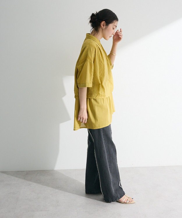 Green Parks Ｉ　ＳＥＴ２点　ギャザーシャツ＋布帛インナー Pistachio