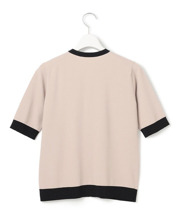 23区 S 【WEB&一部店舗限定/洗える】レーヨンポリエステルストレッチ 半袖 カーディガン ベージュ×ブラックラメ