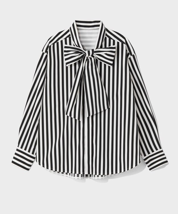 GRACE CONTINENTAL タフタストライプブラウス ブラック