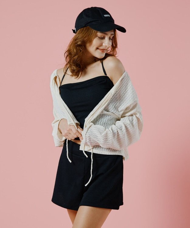 San-ai Resort（三愛水着楽園） 【WEB限定】ニットレーストップス付き4点セット水着 オフホワイト