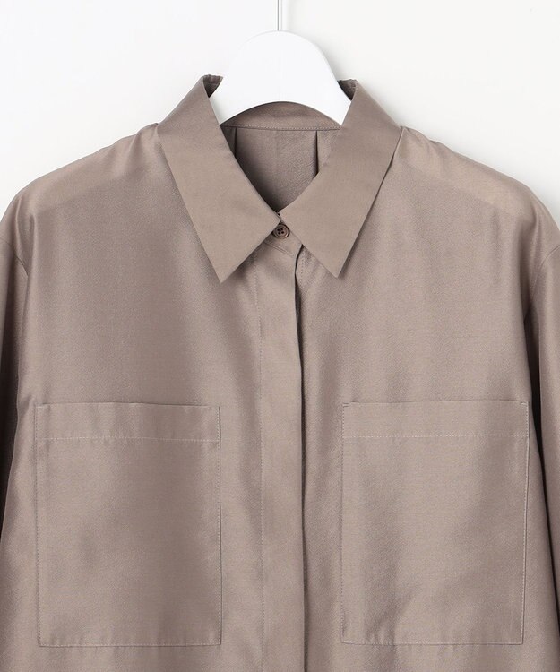 自由区 L シャイニーオーガンジーシアー シャツ カーキ