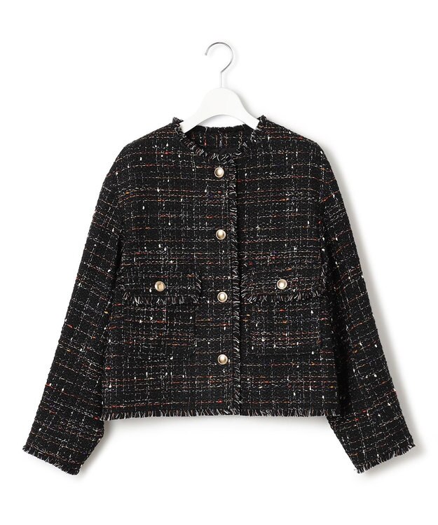 23区 L GIOLICA カラーミックスツイード ジャケット モノトーンミックス