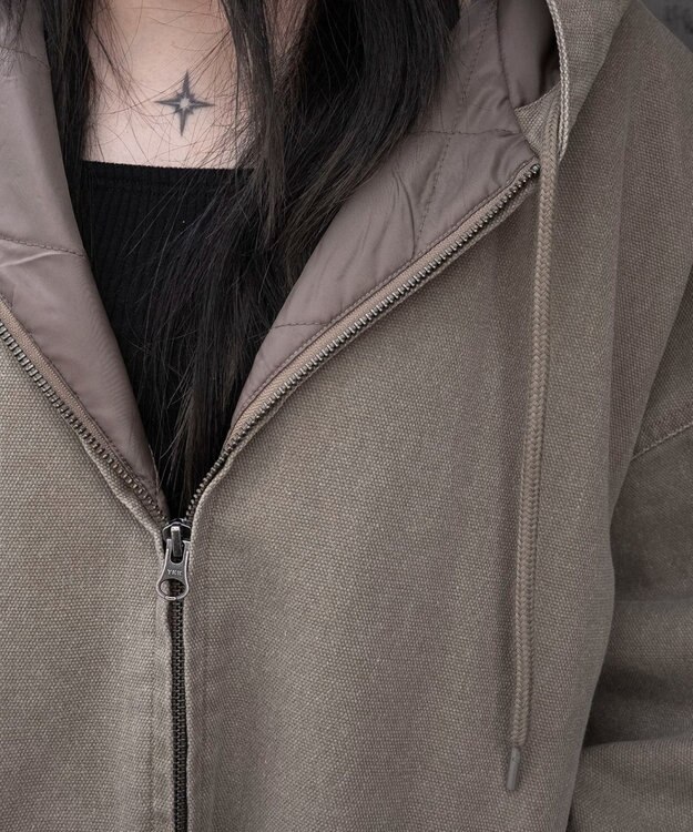 WEGO ワーカーズキルトフードブルゾン ベージュ