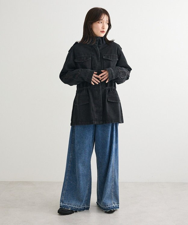 Green Parks ■ESCAR デニムコード刺繍ジャケット Black