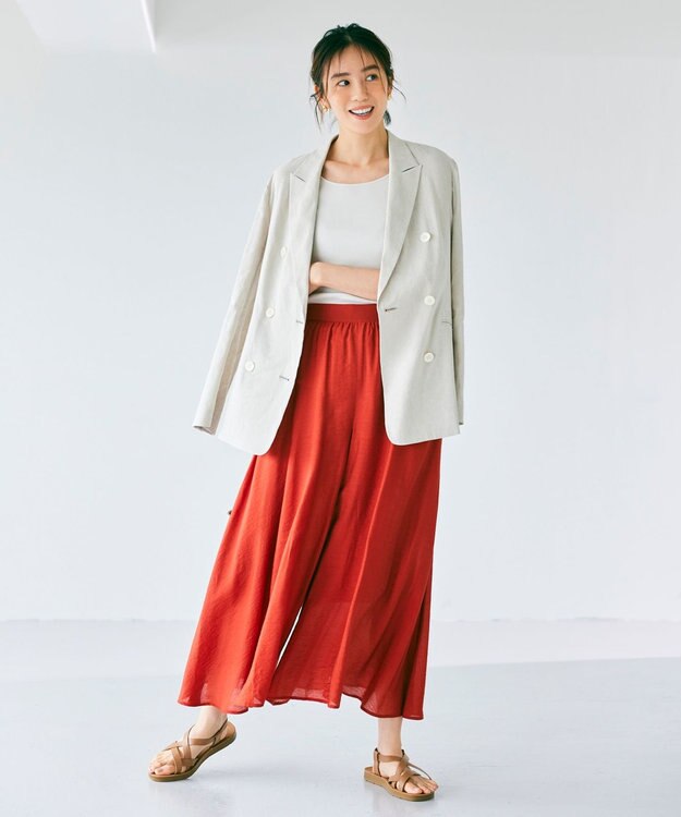 ANY クロスストラップフラットサンダル キャメル