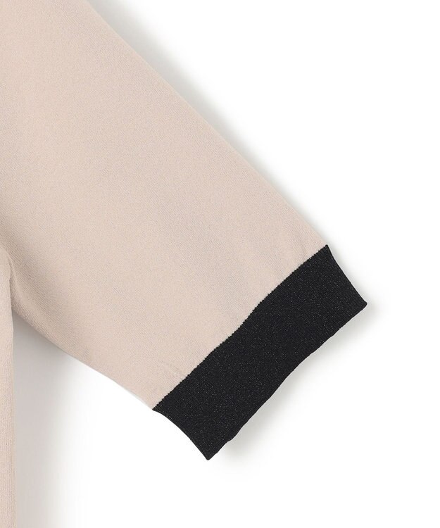 23区 S 【WEB&一部店舗限定/洗える】レーヨンポリエステルストレッチ 半袖 カーディガン ベージュ×ブラックラメ