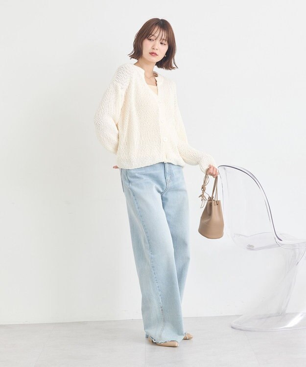 earth music&ecology 【予約】ぽんぽんスキッパーカーディガン アイボリー