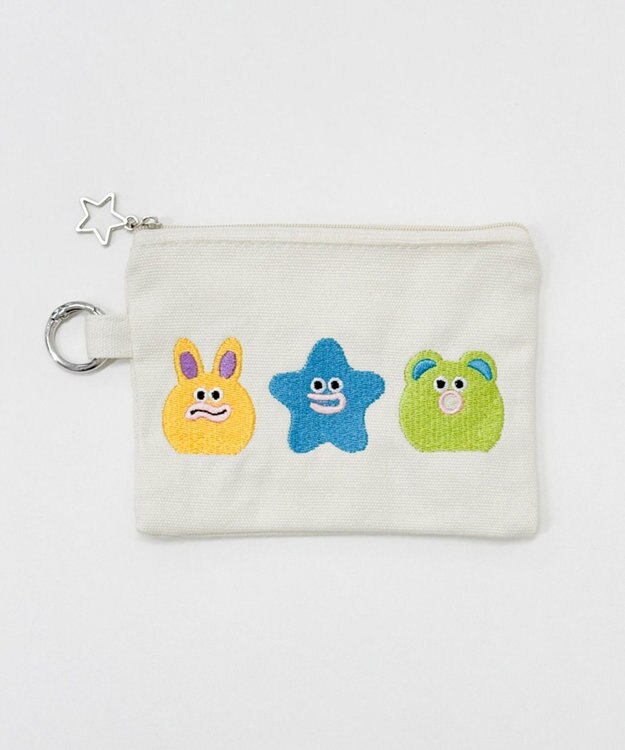 WEGO モンスター刺繍ポーチ ホワイト