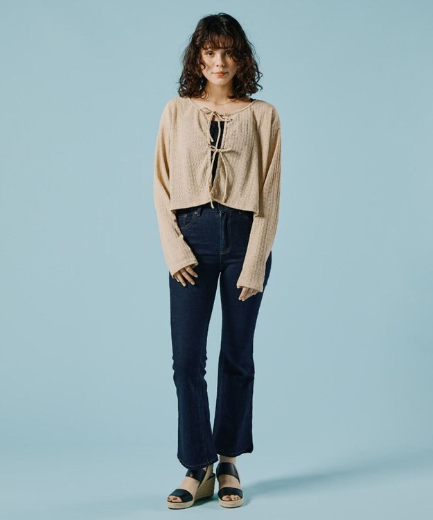 San-ai Resort（三愛水着楽園） 【WEB限定】ニットレーストップス付き4点セット水着 ベージュ