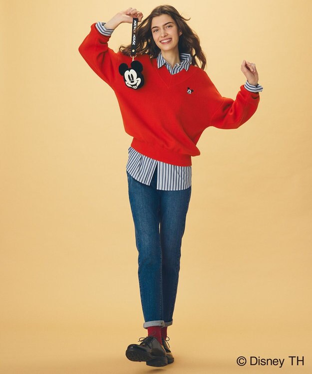 ANY 【ディズニー】ミッキーマウス／スウェットライクニット レッド