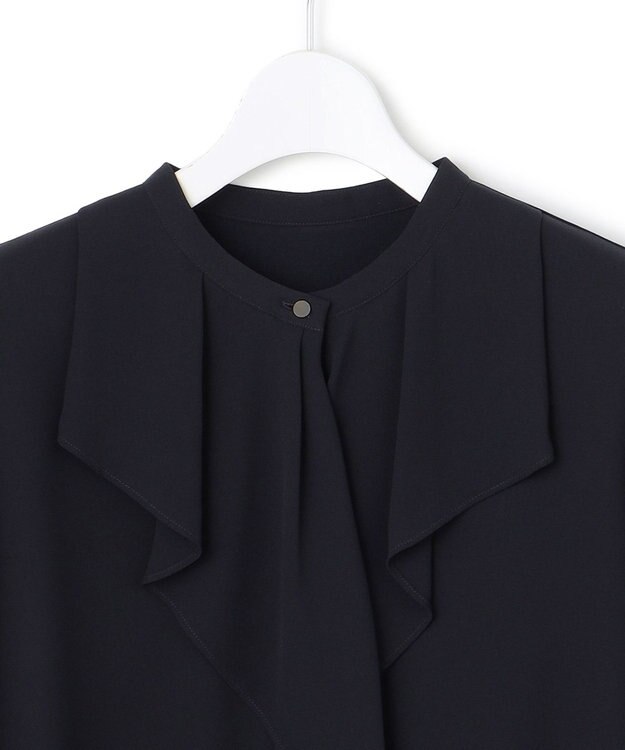 23区 L 【洗える】ジョーゼットフリル  カットソー ネイビー系