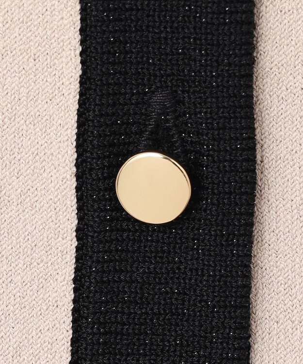 23区 S 【WEB&一部店舗限定/洗える】レーヨンポリエステルストレッチ 半袖 カーディガン ベージュ×ブラックラメ