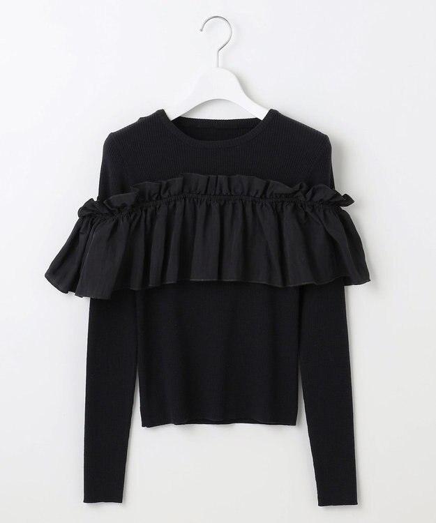 Feroux 【洗える】3way フリルニットトップス ブラック系