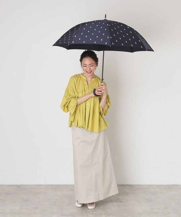 MOONBAT 【WEB限定/ジャンプ傘】POLO RALPH LAUREN（ポロ ラルフローレン）長傘  ポロポニー プリント ネイビーブルー