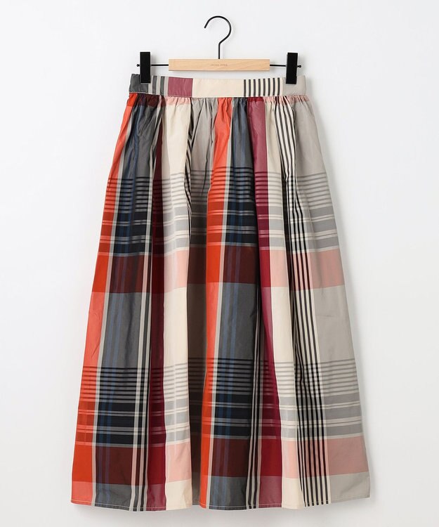 SHARE PARK LADIES メモリーチェックフレアスカート オレンジ系3