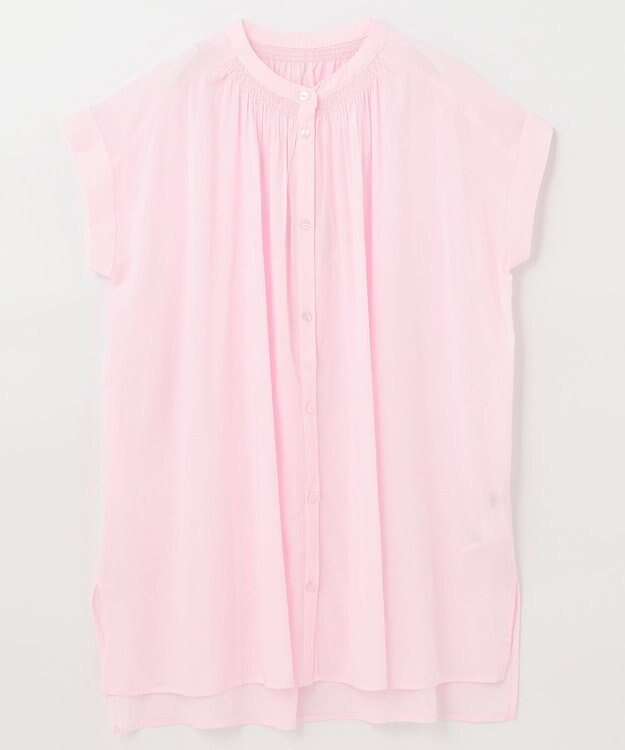 ANY 【洗える】シャーリングチュニック ブラウス ピンク系