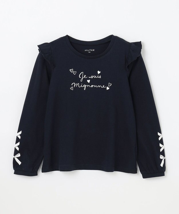 ANY KIDS 【WEB限定】7daysプリントTシャツ ネイビー×ロゴリボン