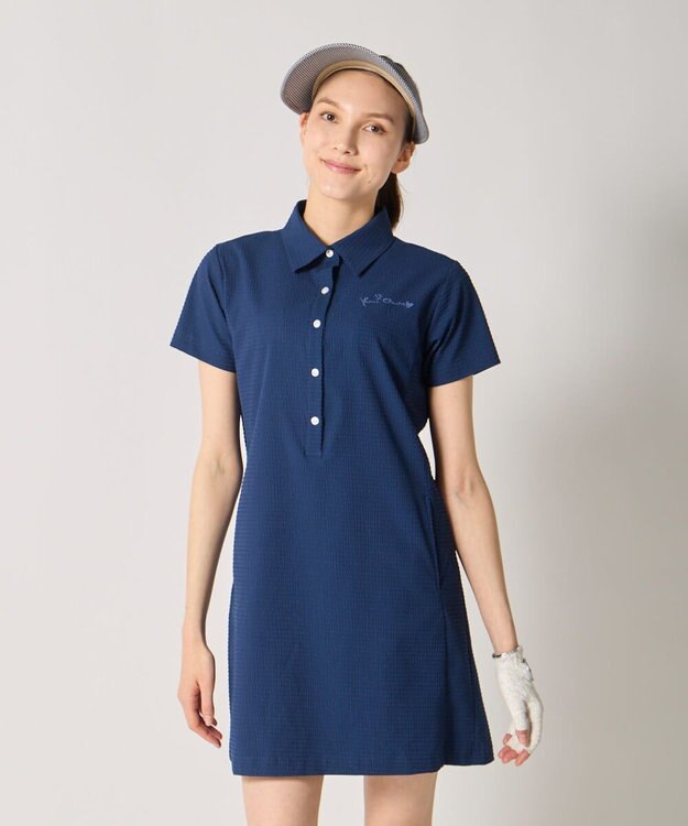 FILA GOLF／marie claire 【marie claire SPORT】 ストレッチサッカーワンピース ネイビー