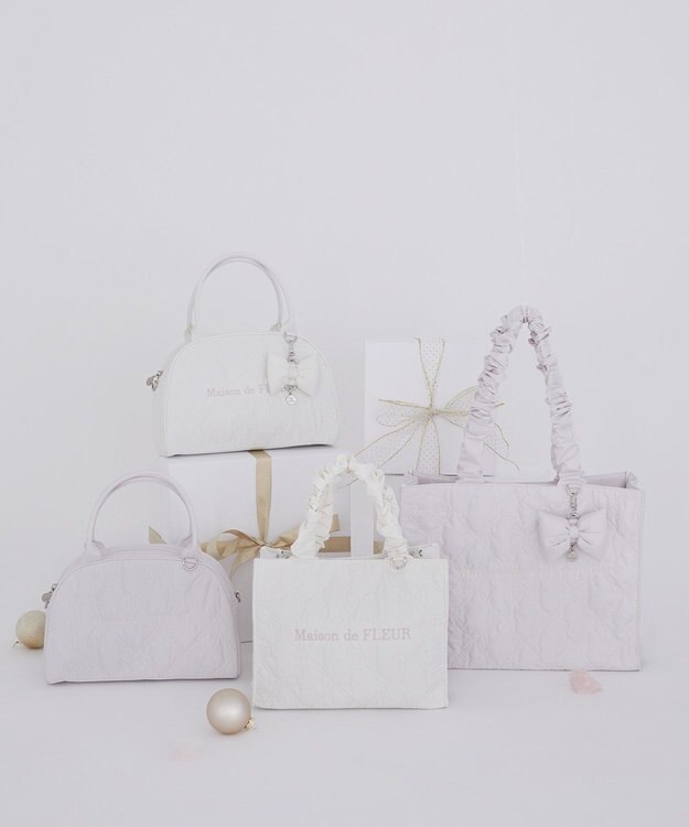 Maison de FLEUR ギャザーハンドルリボンキルティングトート Pink