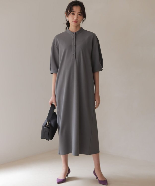 組曲 【WEB限定】ジョーゼットジャージーIライン ワンピース グレー系