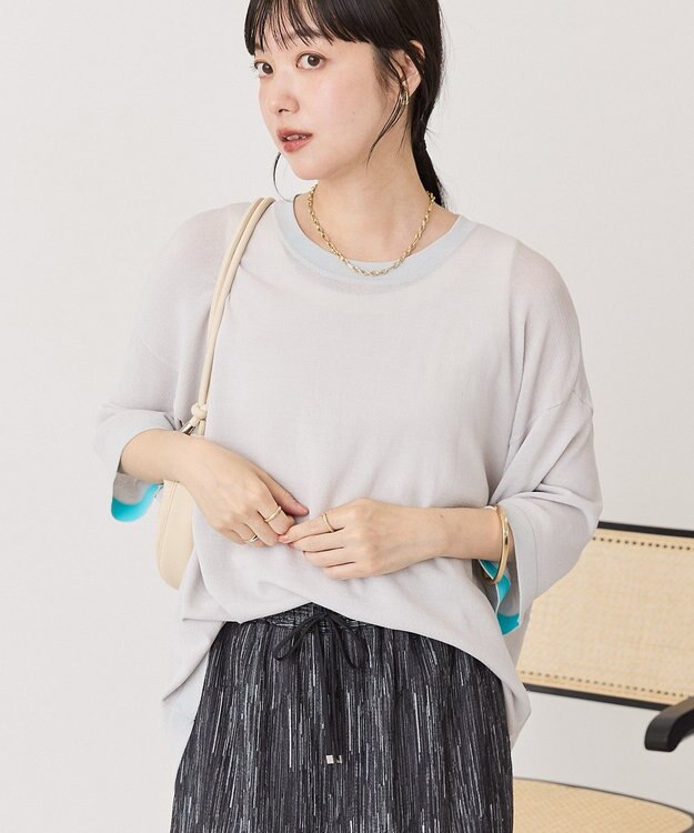 AMERICAN HOLIC 配色コクーンシルエットニット Light Gray