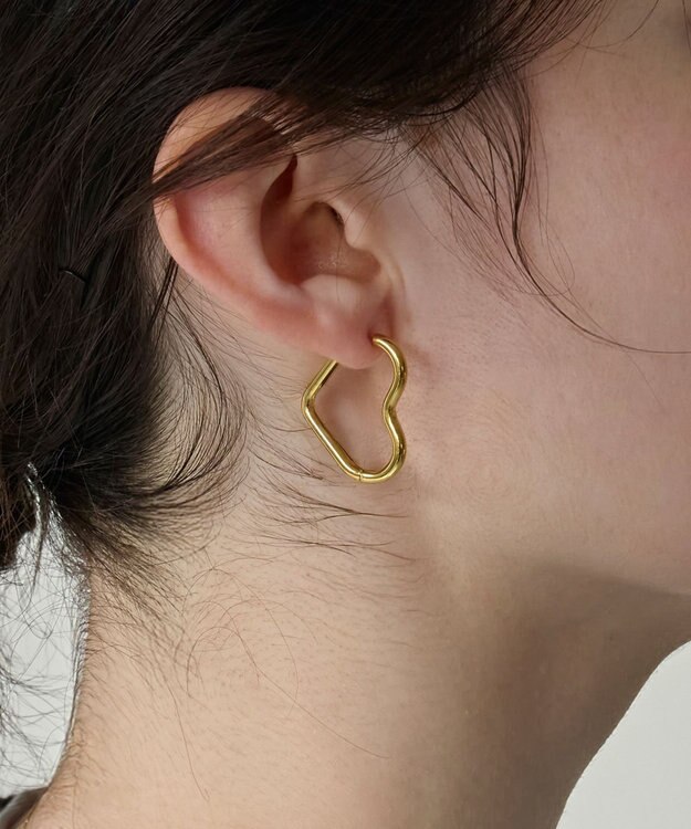 Phoebe 【金属アレルギー対応】グロウハートフープワンタッチピアス　ゴールド/ステンレス ゴールド