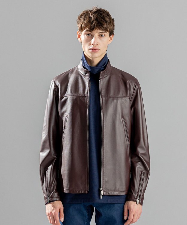 JOSEPH HOMME ライトラムナッパレザー　シングルライダース ブラウン系