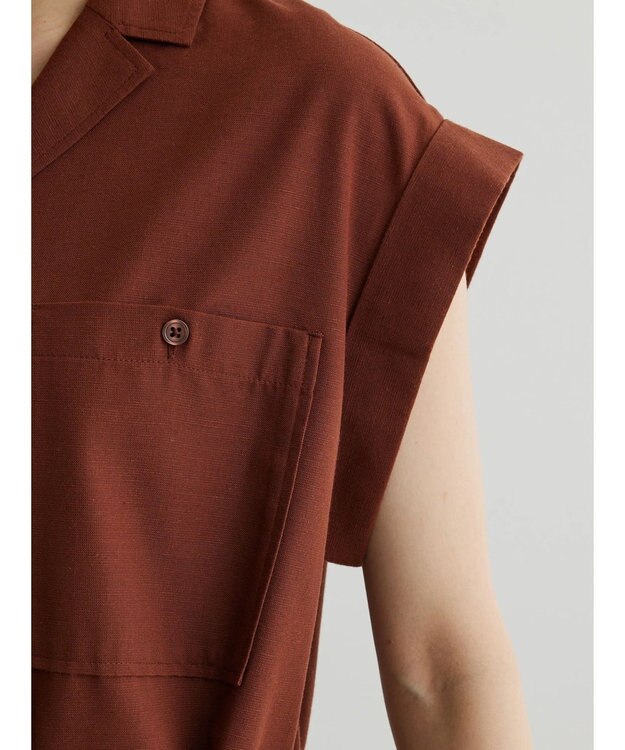 Green Parks 綿麻混開襟ワンピース Terracotta