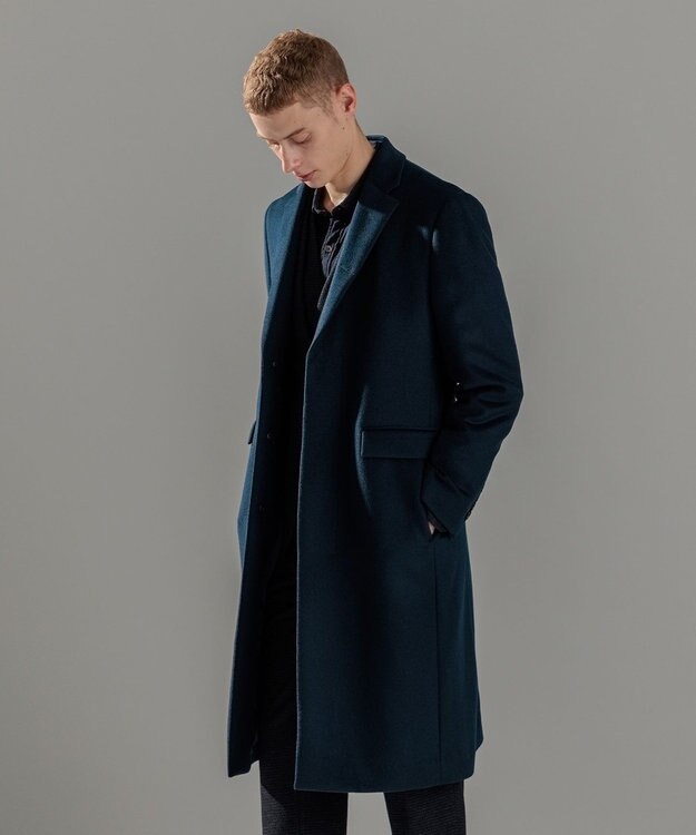 JOSEPH HOMME グロッシーウール　チェスターコート ネイビー系