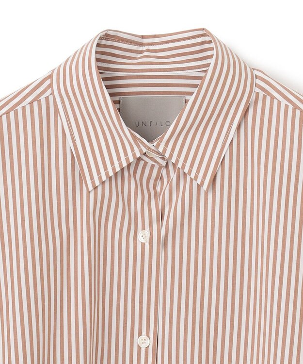 UNFILO オーバーシャツ ブラウンストライプ